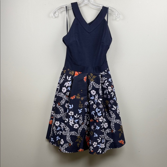 TED BAKER LONDON Bethah Kyoto Navy Floral Sleeveless Dress Sz 1 small - Picture 4 of 13